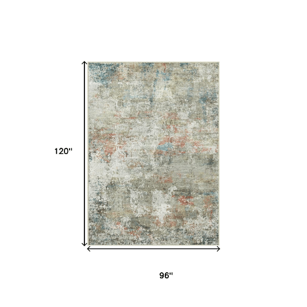 HomeRoots Ivory Light Green & Blue Abstract Washable Area Rug