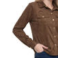 Womens NY Collection Long Sleeve Button Front Suede Blouse - image 3