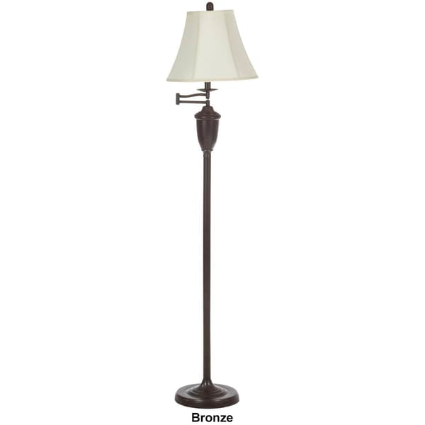 Fangio Lighting Swing Arm Floor Lamp with Soft Shade