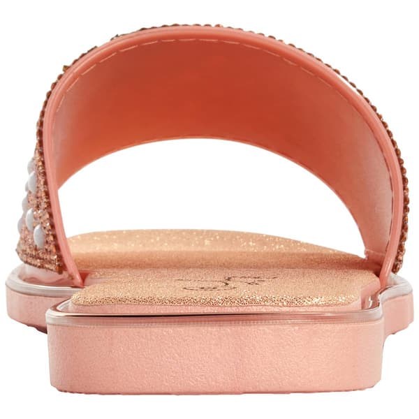 Womens Love 83 Rhinestone & Pearl Band Slide Sandals
