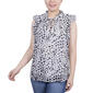 Petite NY Collection Chiffon Tie Neck Floral Blouse - Black/White - image 1