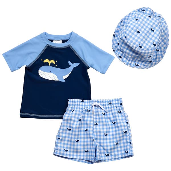 Baby Boy (12-24M) Floatimini(R) 3pc. Gingham Rash Guard Swim Set - image 
