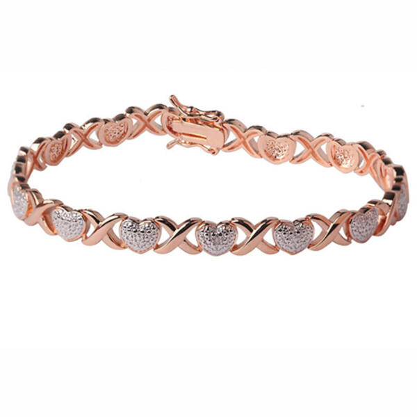 Gianni Argento Rose Gold 1/4ctw. Diamond & Heart Bracelet - image 