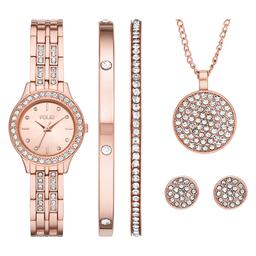 Womens Folio Rose Gold-Tone Watch &amp; Jewelry Set - FMDFL2056