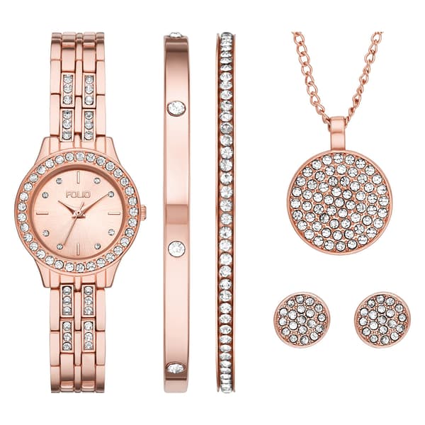 Womens Folio Rose Gold-Tone Watch & Jewelry Set - FMDFL2056 - image 