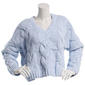 Juniors Pink Rose Cable Matte Chenille V-Neck Sweater - image 1