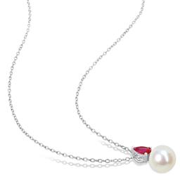 Gemstone Classics™ Freshwater Pearl & Created Ruby Pendant
