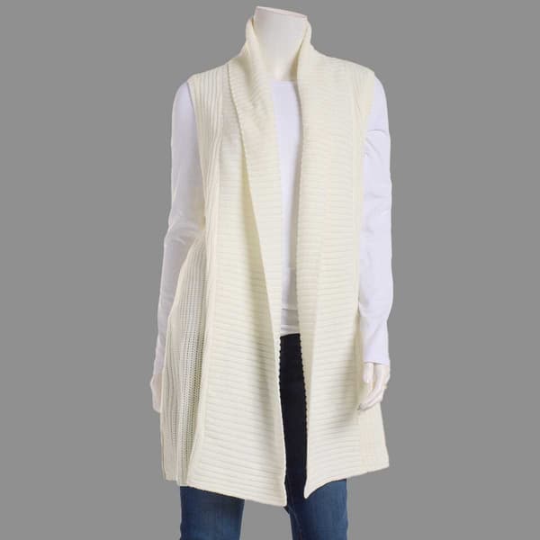 Womens Tint & Shadow Sleeveless Lapel Cable Cardigan - image 