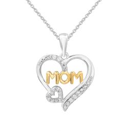 1/20cttw. Natural Diamond Sterling Silver Mom Heart Pendant