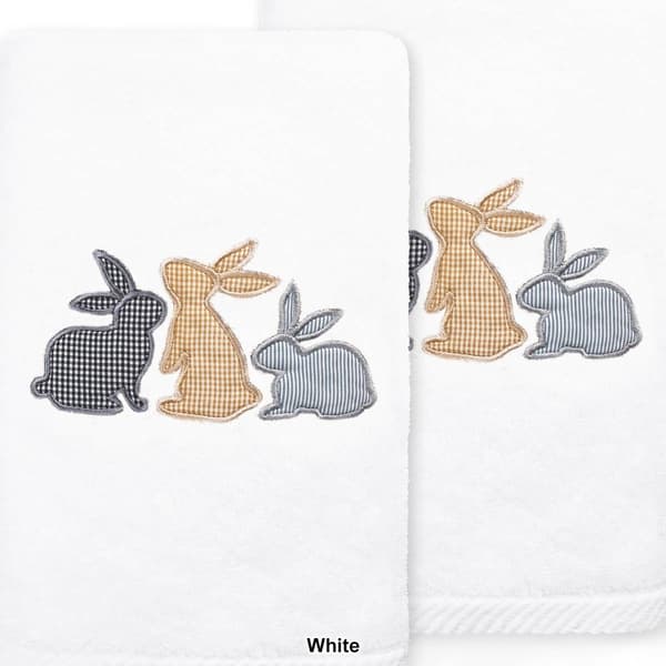 Linum Home Textiles Embroidered Bunny Row Hand Towels - Set Of 2