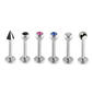 6pc. 16-Gauge Surgical Steel Jeweled Ball & Cone Labret Set - image 1
