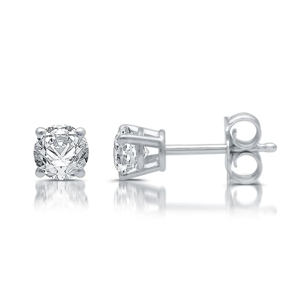 Nova Star® White Gold Lab Grown Diamond Prong Set Stud Earrings