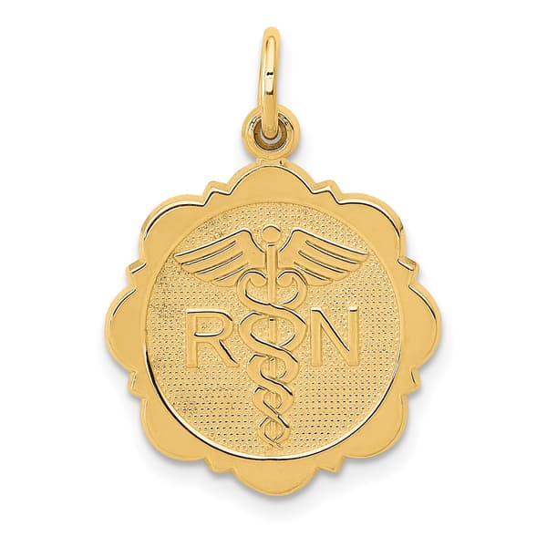Unisex Gold Classics&#40;tm&#41; 14kt. RN Registered Nurse Medium Disc Charm - image 