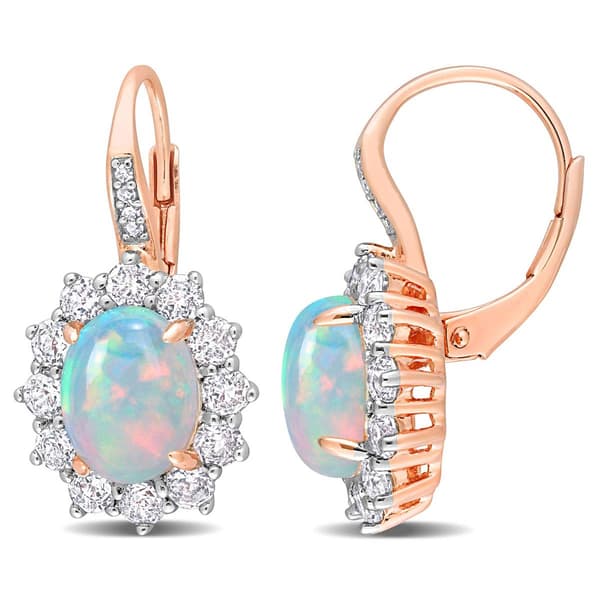 Sophia B Rose Gold Plated Ethiopian Opal Drop Earrings