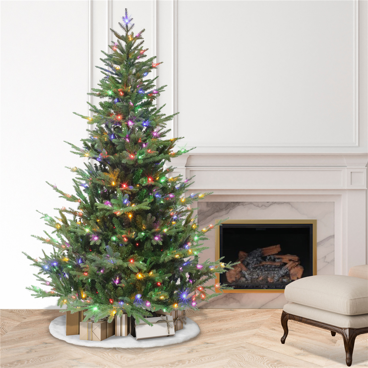 Puleo International 7.5ft. Pre-Lit Sacramento Fir Christmas Tree