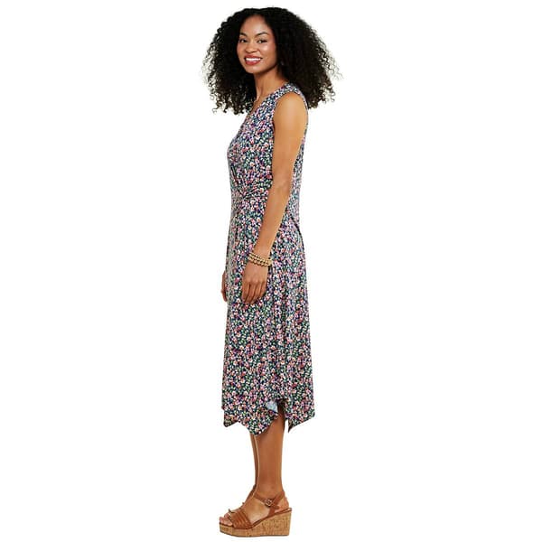 Womens Perceptions Sleeveless Floral Side Drape Wrap Dress