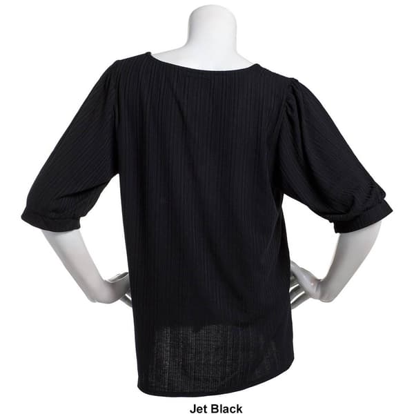Womens New York Laundry Multi Rib Elbow Puff Sleeve Blouse