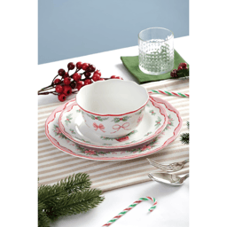 222 Fifth Pinkmas 12pc. Porcelain Christmas Dinnerware Set