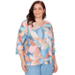 Plus Size Alfred Dunner Beachcomber Abstract Floral V Neck Top - image 1