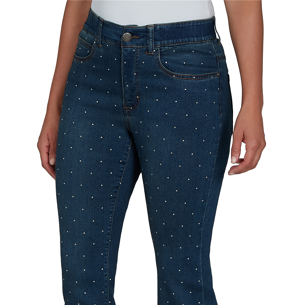 Petite Skye’s the Limit Icy Blue Sparkle Bootcut Jeans