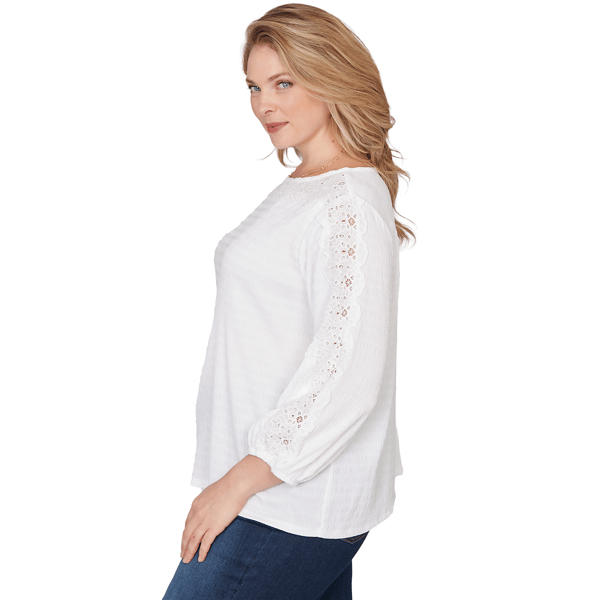 Plus Size Ruby Rd. California Dreaming 3/4 Sleeve Lace Blouse