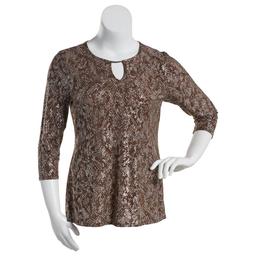 Womens Emily Daniels 3/4 Sleeve Foil Print Bar Neck Knit Top