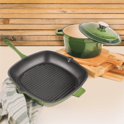 BergHOFF Neo 3pc. Cast Iron Grill Pan & Dutch Oven Cookware Set