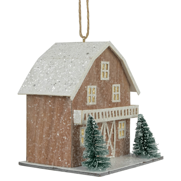 Northlight Lighted Rustic Brown House Christmas Ornament