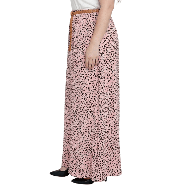 Plus Size NY Collection Belt Waist Dot Chiffon Maxi Skirt