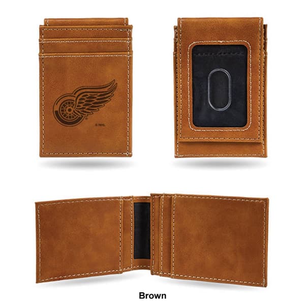 Mens NHL Detroit Red Wings Faux Leather Front Pocket Wallet