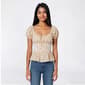 Juniors Trixxi Puff Sleeve Mix Media Corset Top - image 1