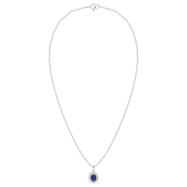 Nova Star(R) 8x6mm Oval Lab Grown Blue Sapphire Pendant