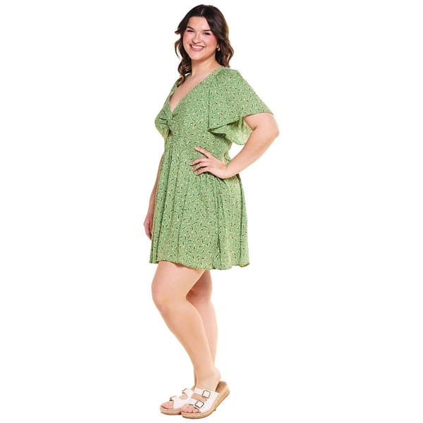 Juniors Plus Angie Print Twist Front Dress