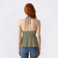 Juniors Derek Heart Pucker Knit Floral Lace Bodice Halter Top - image 4