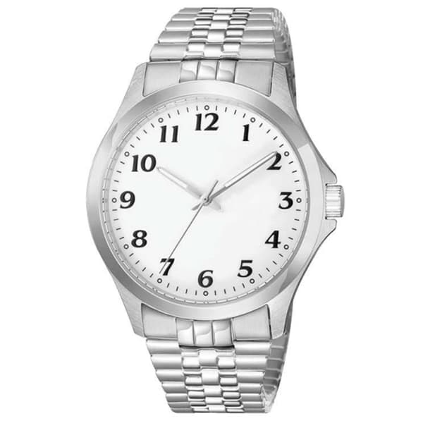 Mens Silver-Tone Printed Dial Analog-Quartz Watch - 50520S-07-H28 - image 