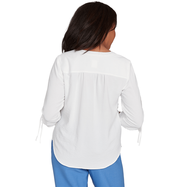 Petite Alfred Dunner Business As Usual 3/4 Tie Sleeve Blouse
