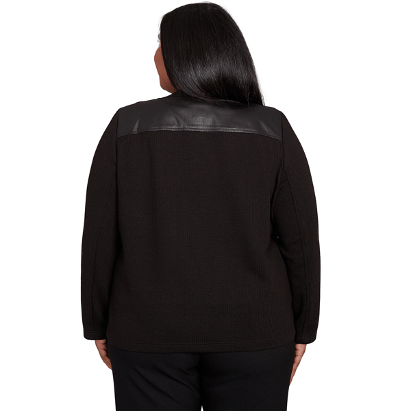 Plus Size Alfred Dunner Business As Usual Faux Leather Sweater