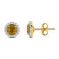 Gemstone Classics(tm) Yellow Gold Citrine Crown Halo Stud Earrings - image 1