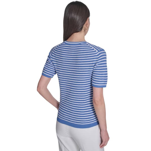 Womens Tommy Hilfiger Short Sleeve Crew Neck Stripe Sweater