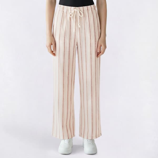 Juniors No Comment Stripe Linen Flyaway Pants With Rope String - image 