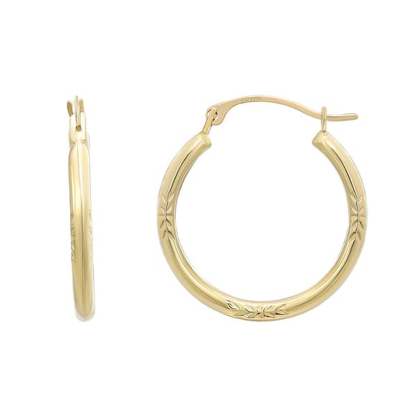 10kt. Gold Diamond Cut & Polished Hoop Earrings - image 