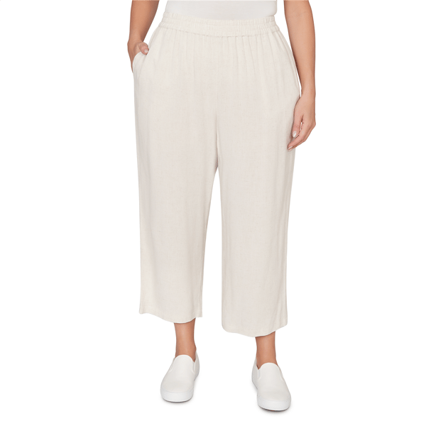 Plus Size Alfred Dunner Natural Wonder Linen Elastic Waist Ankle - image 