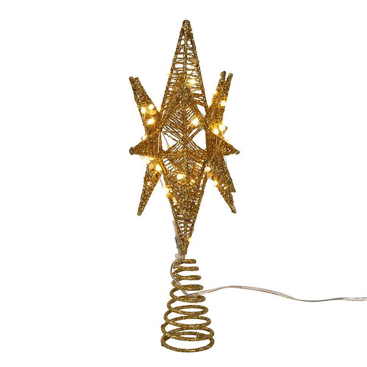 Kurt Adler Pre-Lit Twinkling LED Gold Starburst Tree Topper