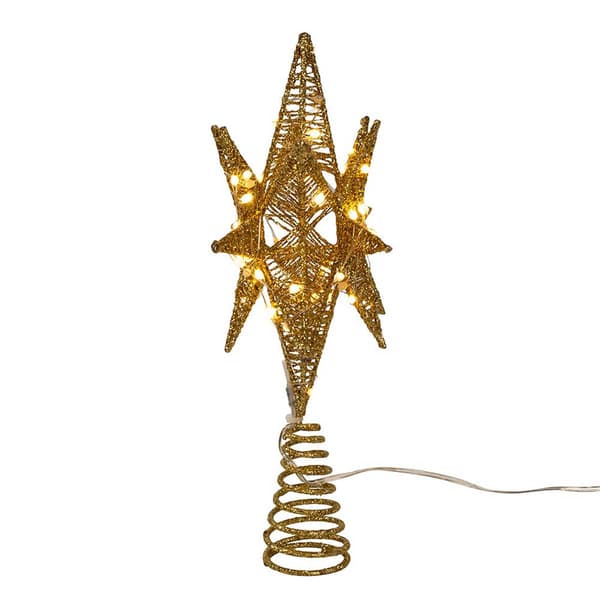 Kurt Adler Pre-Lit Twinkling LED Gold Starburst Tree Topper