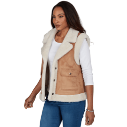 Womens Skye’s the Limit Wild Romance Faux Suede & Sherpa Vest