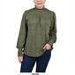 Plus Size NY Collection Long Sleeve Ruffled Mock Neck Hacci Top - image 4