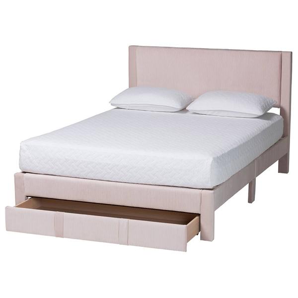 Baxton Studio Elora Modern Pleated Velvet Storage Queen Bedframe