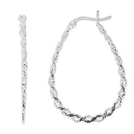 Danecraft Silver Plated Textured Twisted Oval Hoop Earrings