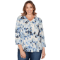 Plus Size Emaline Seabreeze Essence 3/4 Sleeve Top With Overlapp - image 1