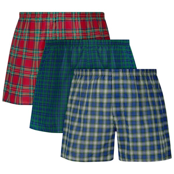 Mens Big & Tall Hanes Ultimate® Woven Boxers - Black/Red/Blue